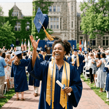 Student celebrating graduation